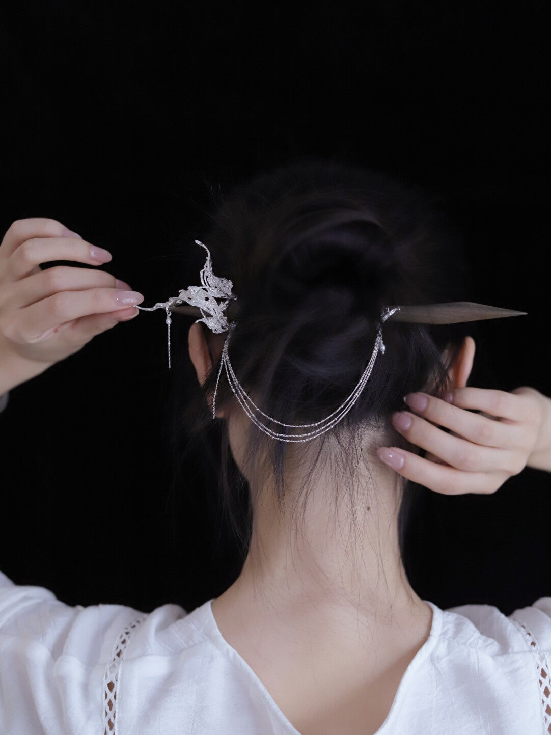 Orchid Silver Hairpin,Lumivault.