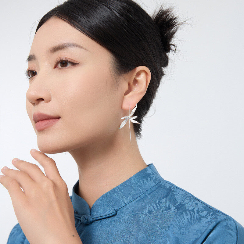 Orchid in the Valley Silver Earrings,Lumivault.