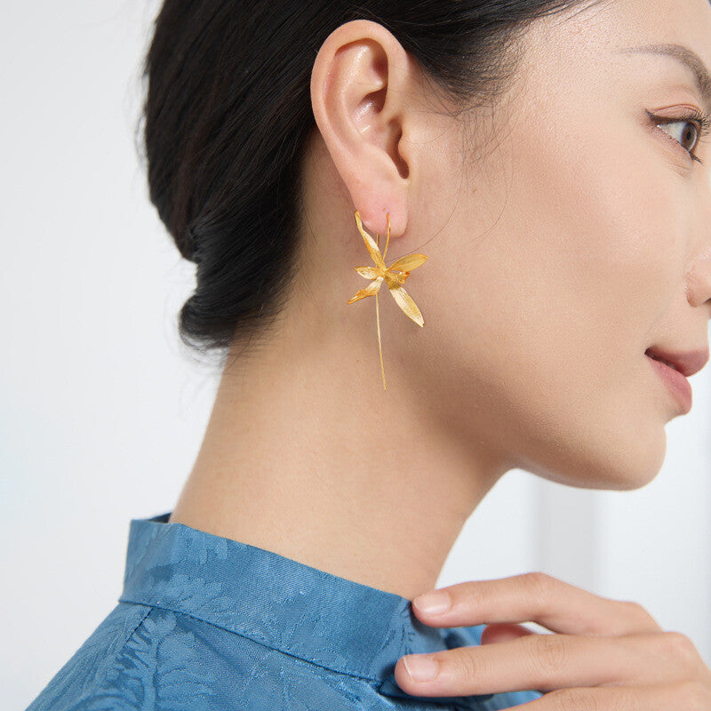 Orchid in the Valley Silver Earrings,Lumivault.