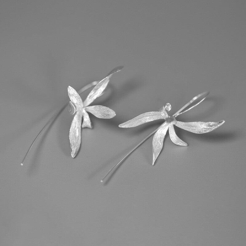 Orchid in the Valley Silver Earrings,Lumivault.