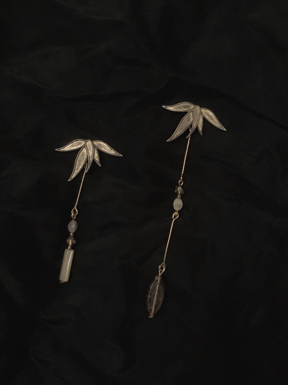Bamboo Beaded Asymmetrical Earrings,Lumivault.