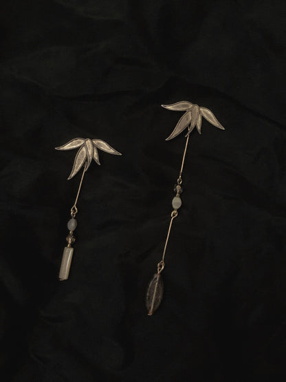 Bamboo Beaded Asymmetrical Earrings