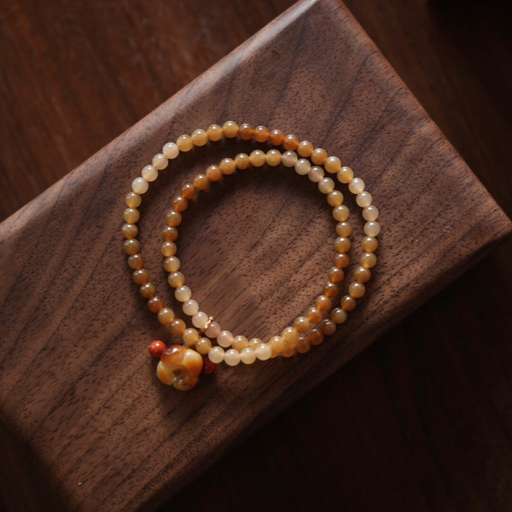 Osmanthus Candy Hetian Jade Beaded Bracelet,14-15cm,Lumivault.
