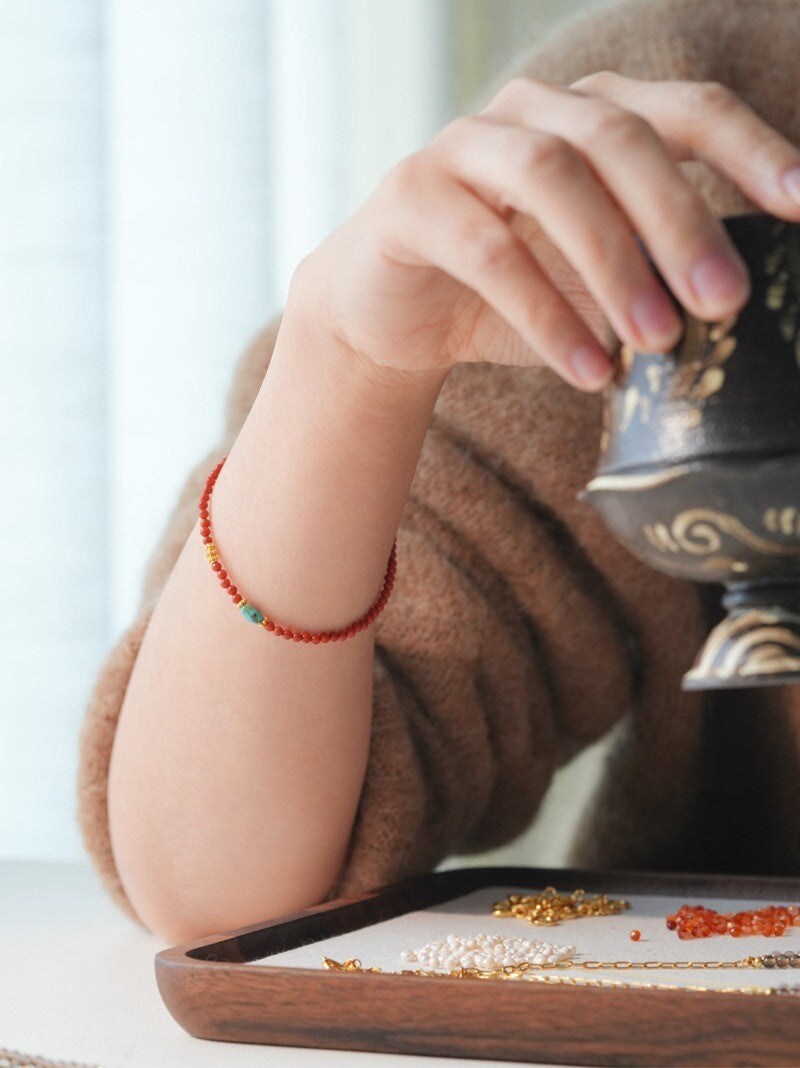 Persimmon South Red Turquoise Bracelet,Lumivault.