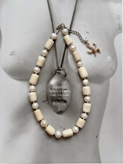Pharpha Bamboo Coral Freshwater Pearl Necklace - Lumivault
