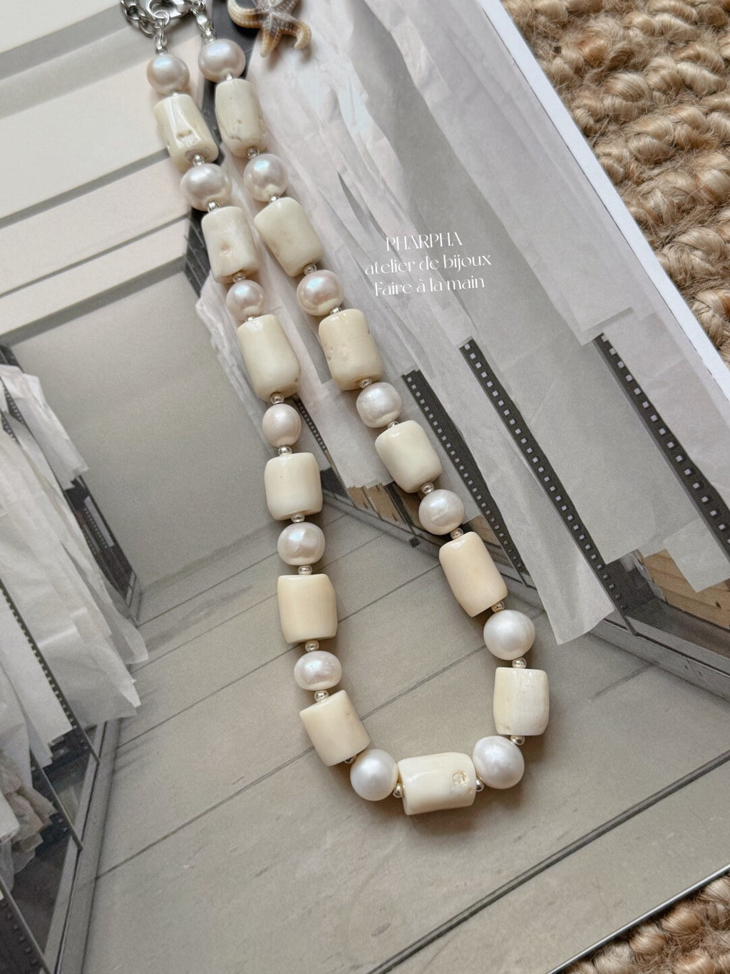 Pharpha Bamboo Coral Freshwater Pearl Necklace,Lumivault.