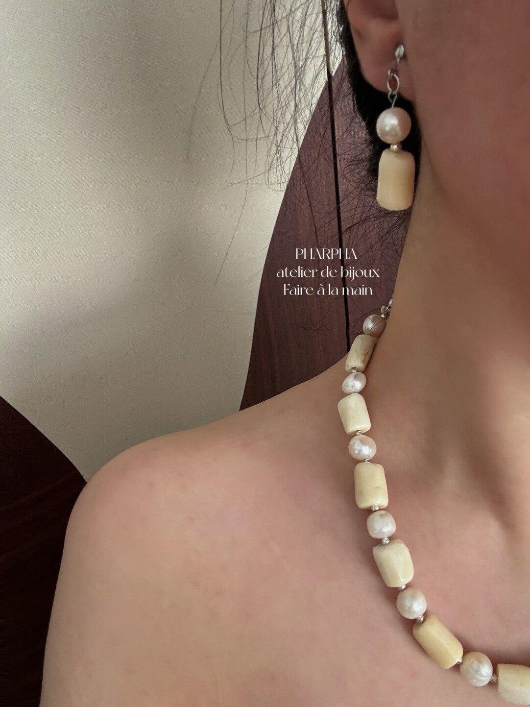 Pharpha Bamboo Coral Freshwater Pearl Necklace,Lumivault.