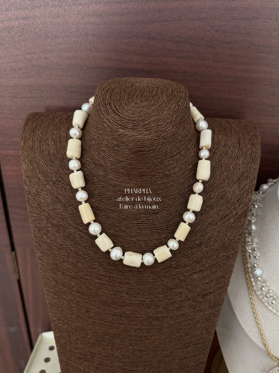 Pharpha Bamboo Coral Freshwater Pearl Necklace,Necklace,Lumivault.