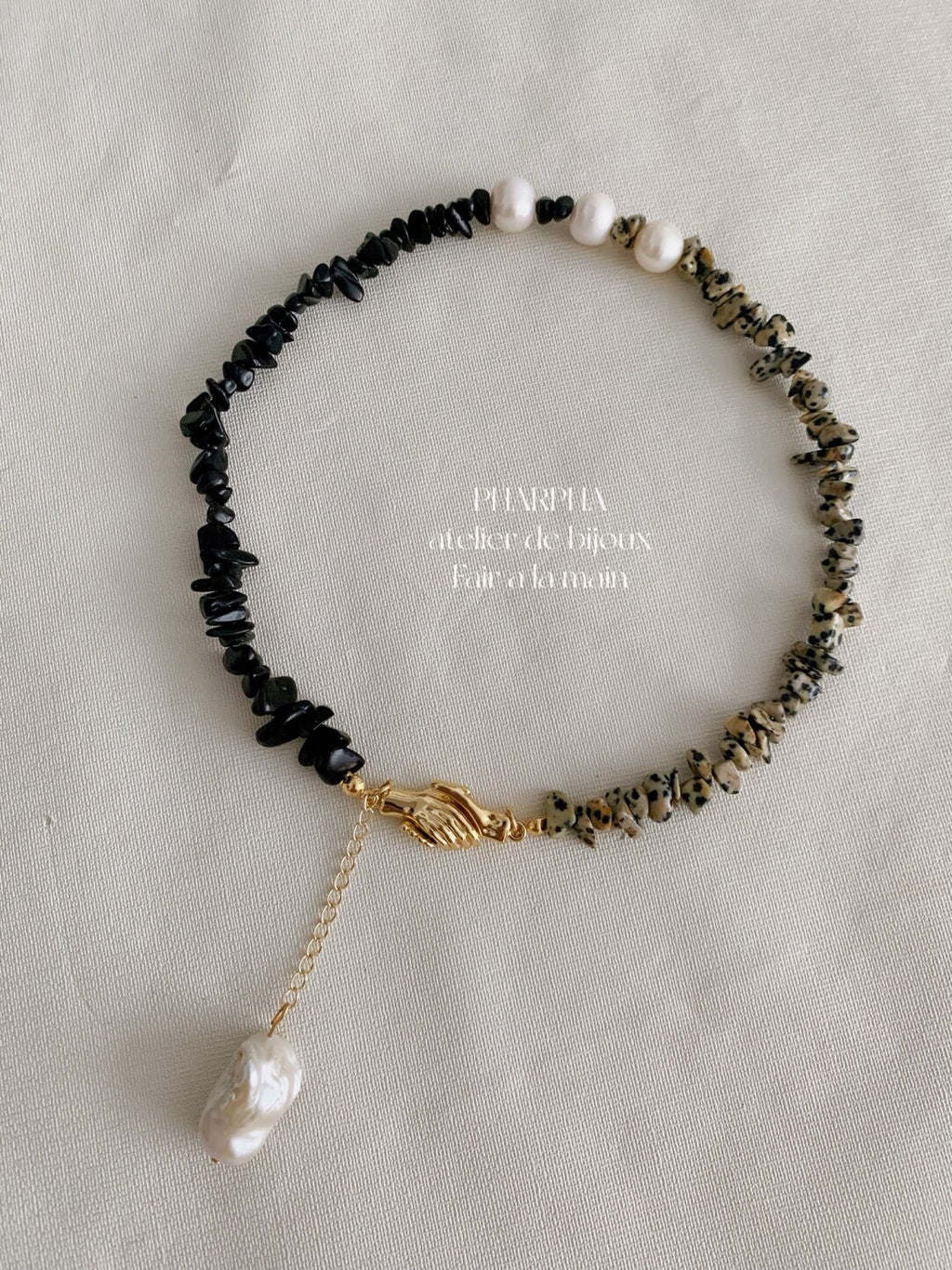 Pharpha Black Onyx Baroque Pearl Necklace,Lumivault.