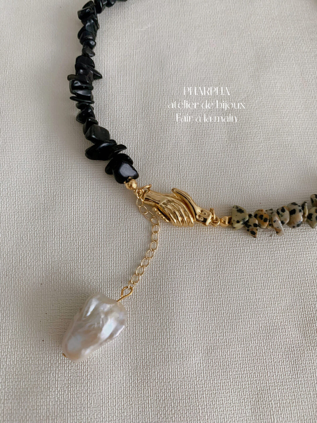 Pharpha Black Onyx Baroque Pearl Necklace,Lumivault.