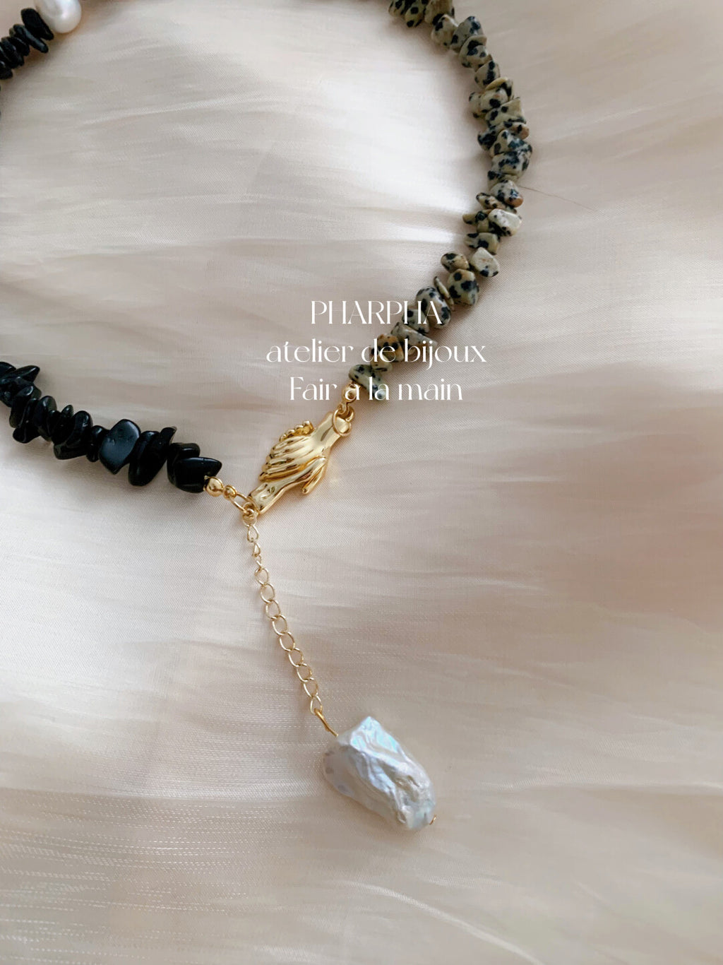 Pharpha Black Onyx Baroque Pearl Necklace,Lumivault.