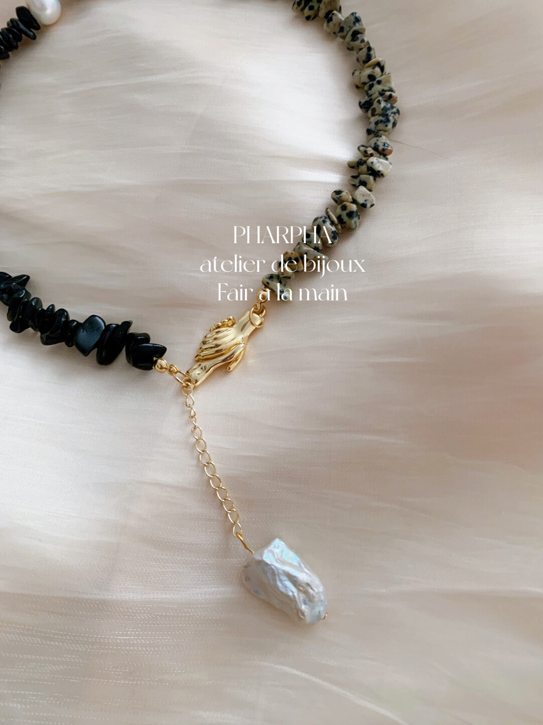 Pharpha Black Onyx Baroque Pearl Necklace,Lumivault.