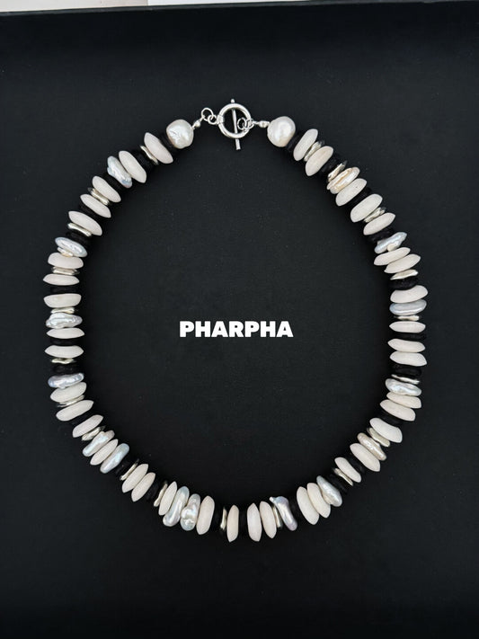 Pharpha Boram Beads Silver Necklace - Lumivault