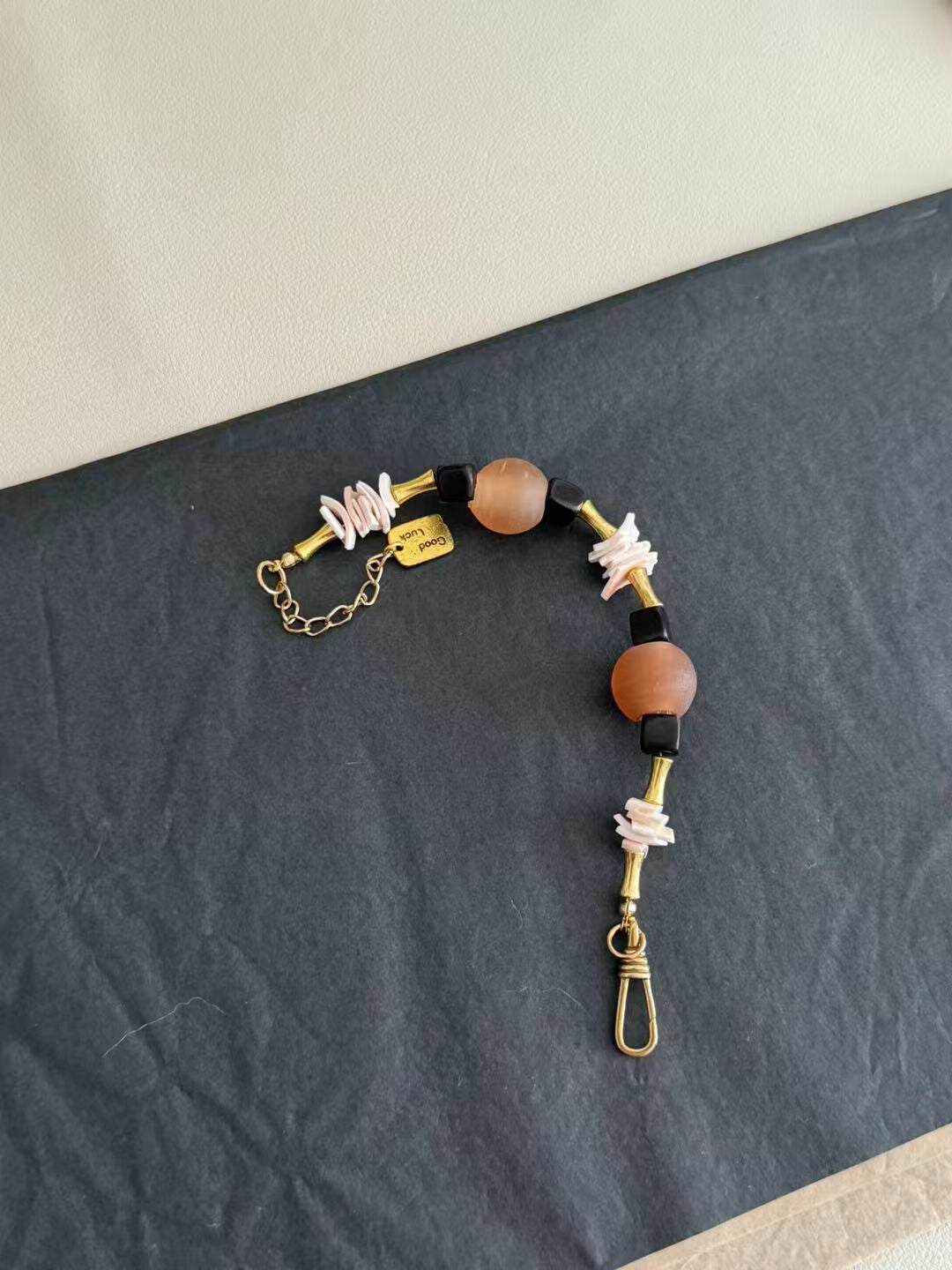 Pharpha Ebony Shell Glass Necklace,Lumivault.