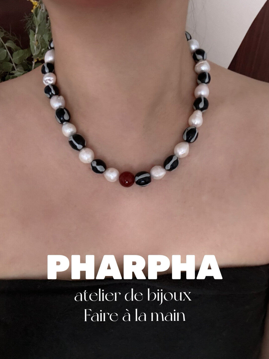 Pharpha Glass Baroque Pearl Red Agate Necklace,Lumivault.