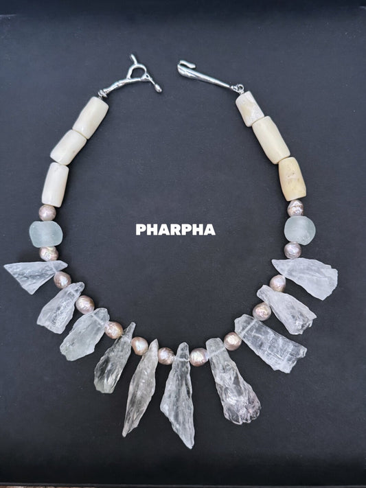 Pharpha Prase Quartz Pearl Necklace - Lumivault