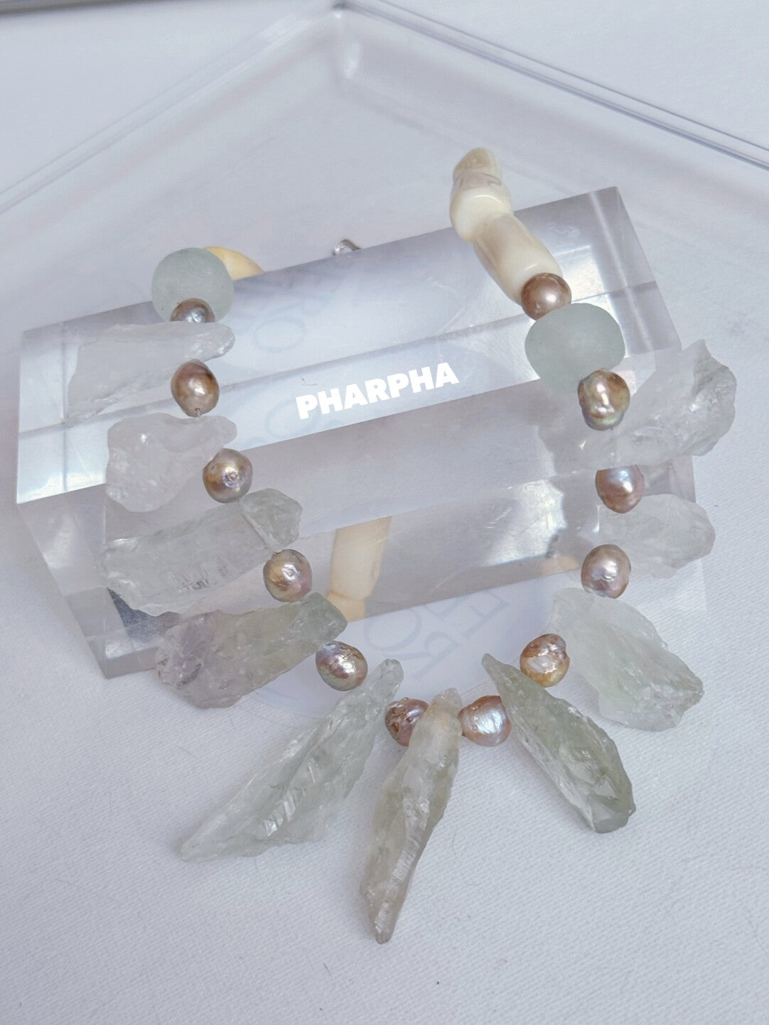 Pharpha Prase Quartz Pearl Necklace,Lumivault.