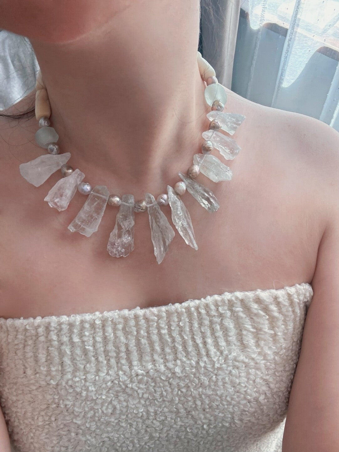 Pharpha Prase Quartz Pearl Necklace,Lumivault.