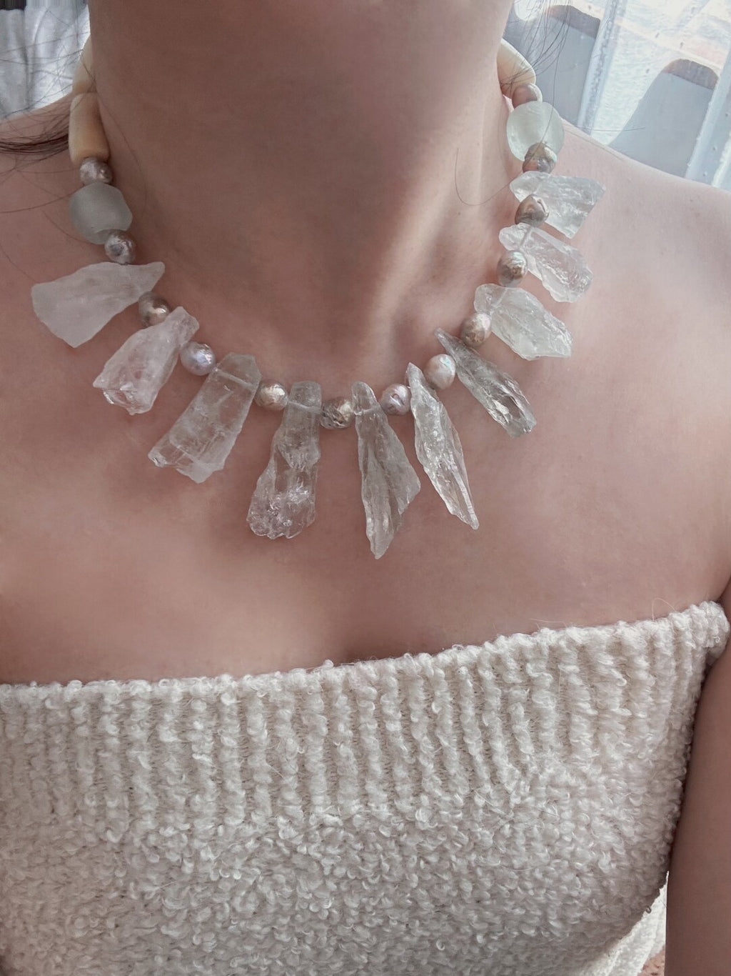 Pharpha Prase Quartz Pearl Necklace,Lumivault.