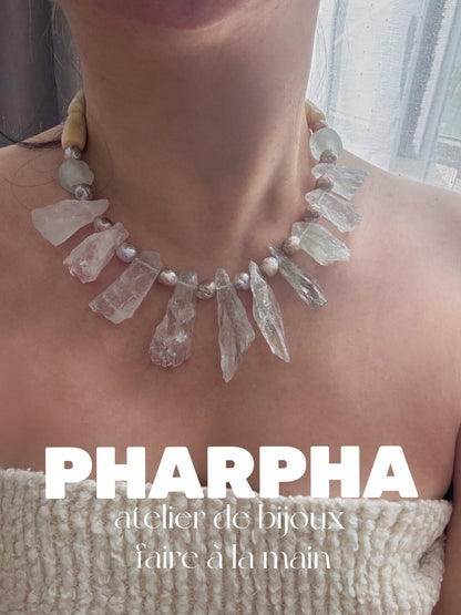 Pharpha Prase Quartz Pearl Necklace - Lumivault