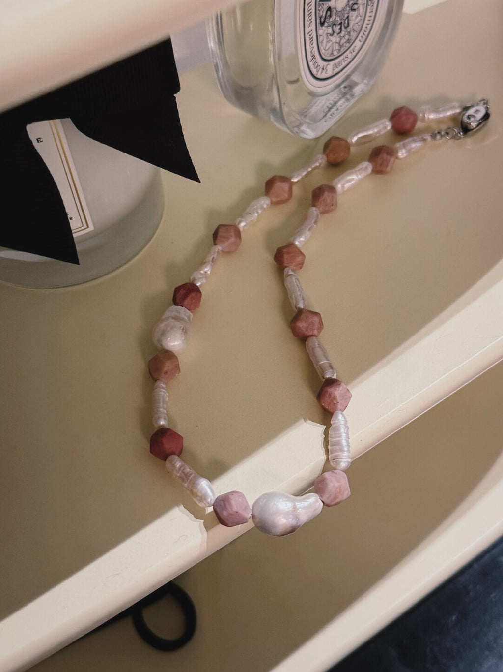 Pharpha Rhodonite Pearl Necklace,Lumivault.