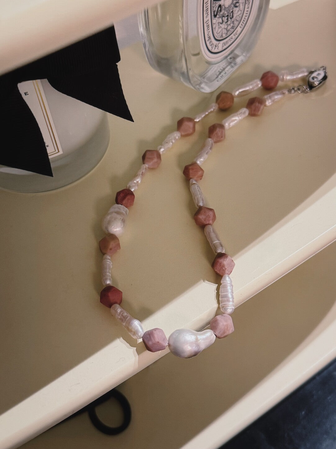 Pharpha Rhodonite Pearl Necklace,Lumivault.
