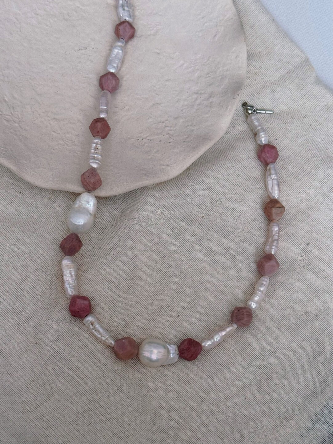 Pharpha Rhodonite Pearl Necklace,Lumivault.