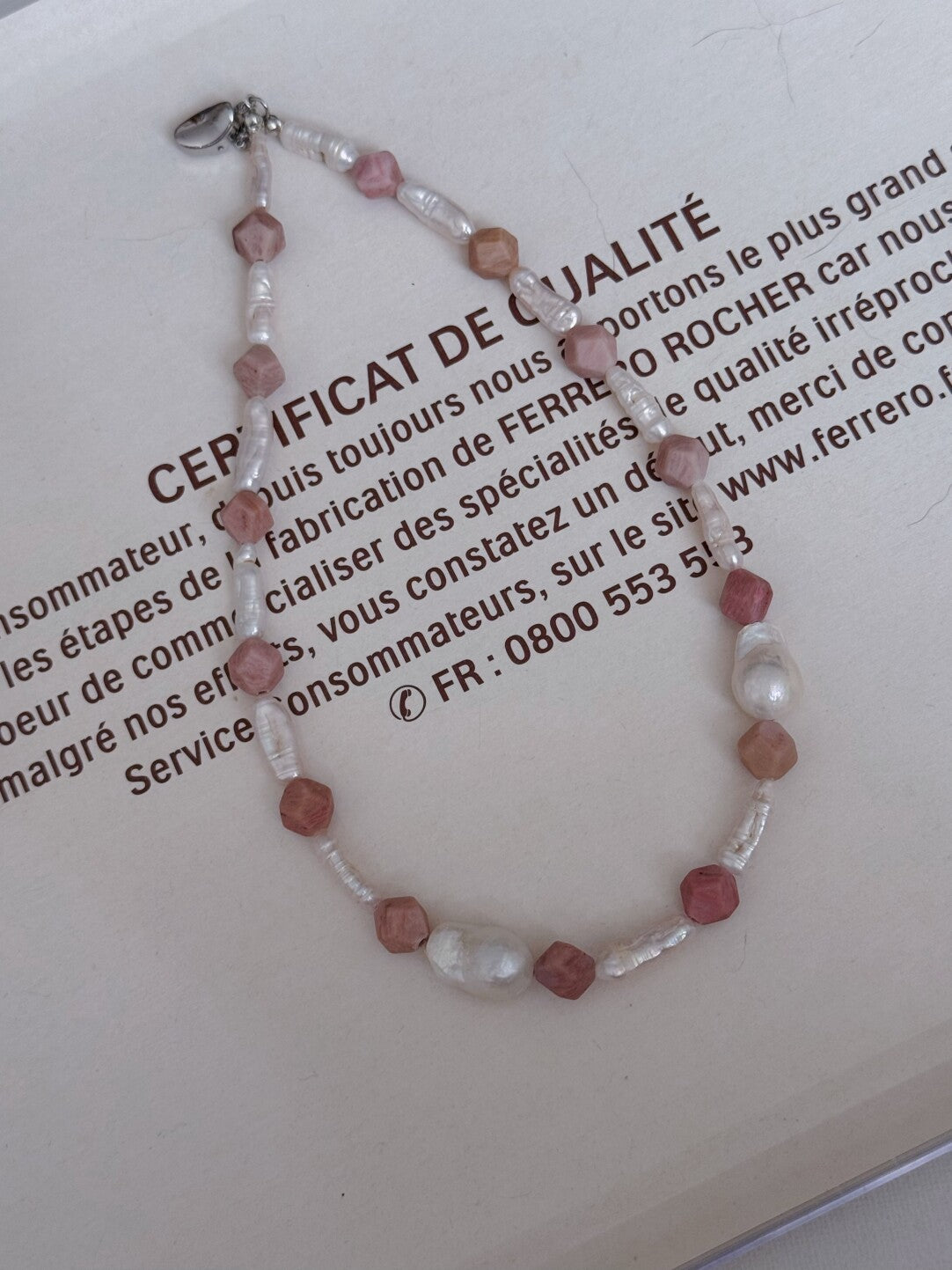 Pharpha Rhodonite Pearl Necklace,Lumivault.