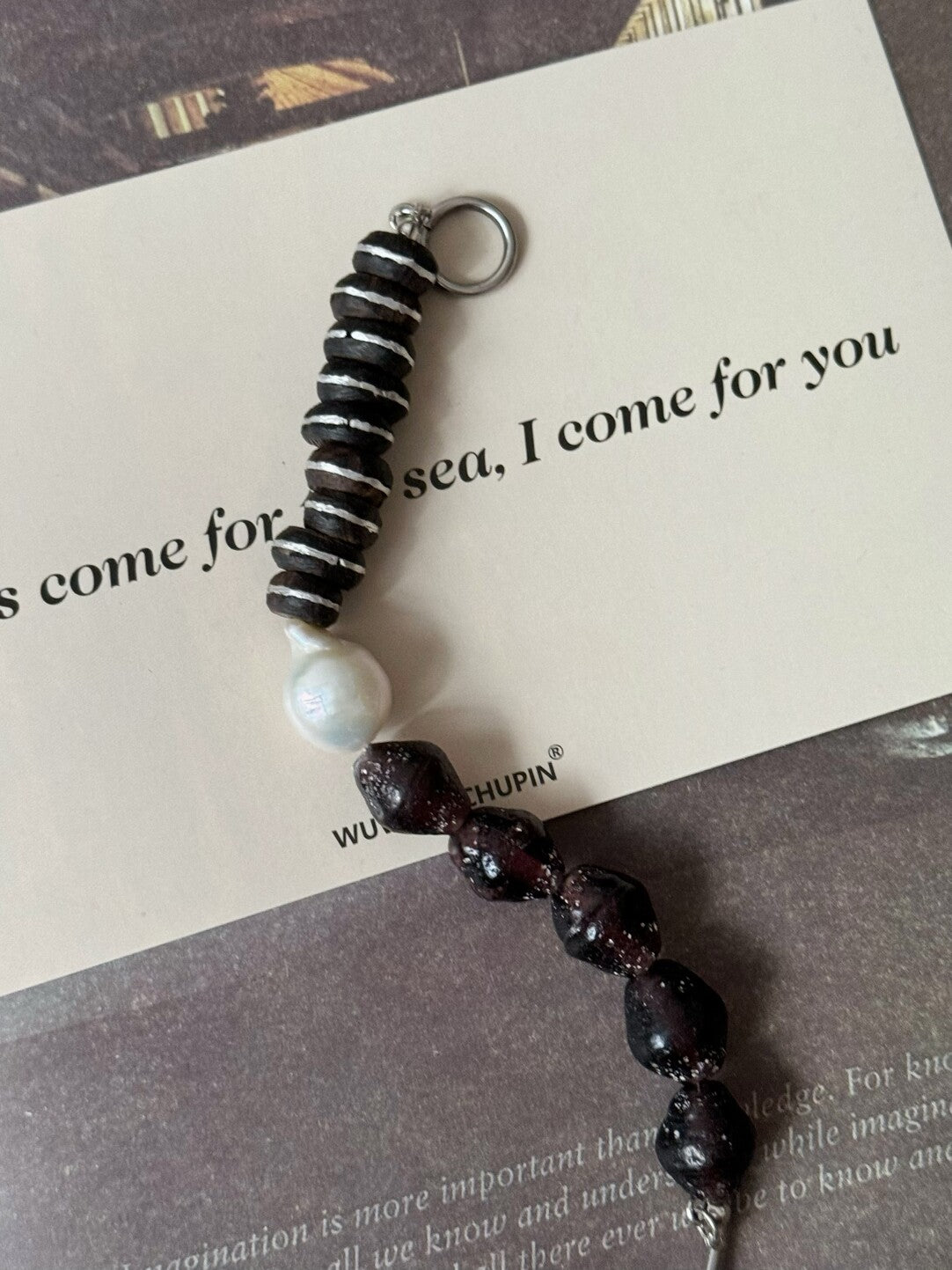 Pharpha Vintage Glass Ebony Pearl Bracelet,Lumivault.