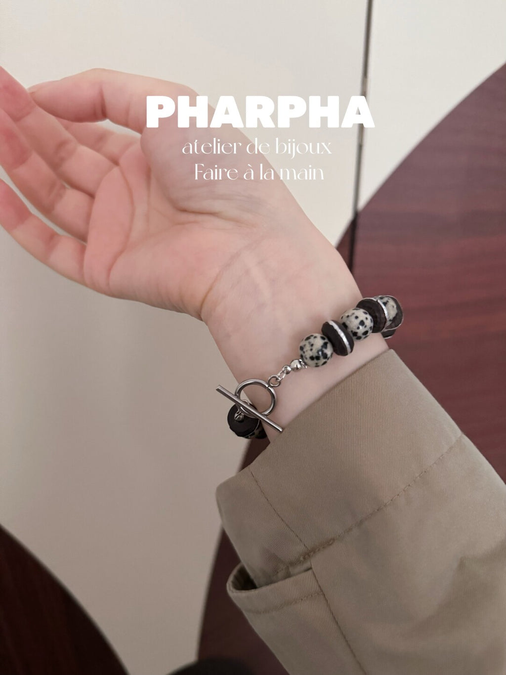 Pharpha Vintage Natural Stone Ebony Baroque Pearl Bracelet,Lumivault.