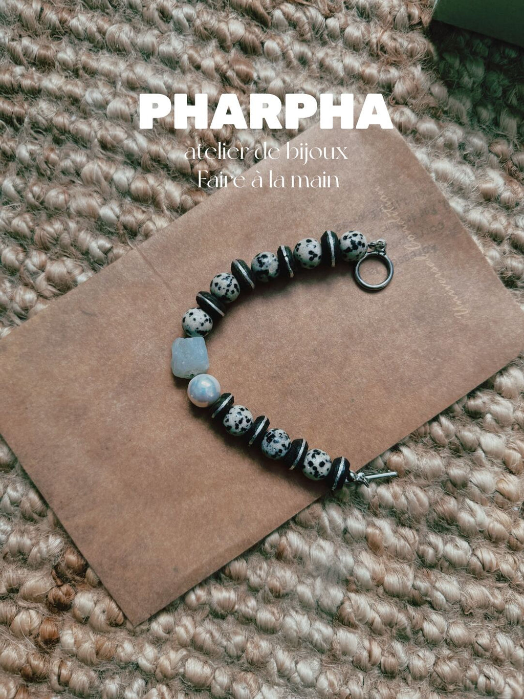 Pharpha Vintage Natural Stone Ebony Baroque Pearl Bracelet,Lumivault.