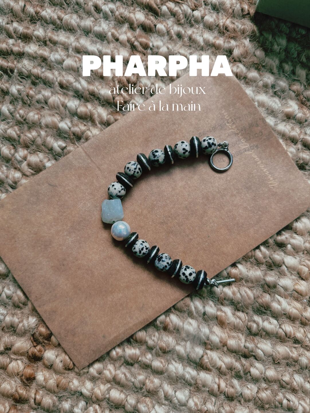 Pharpha Vintage Natural Stone Ebony Baroque Pearl Bracelet,Lumivault.