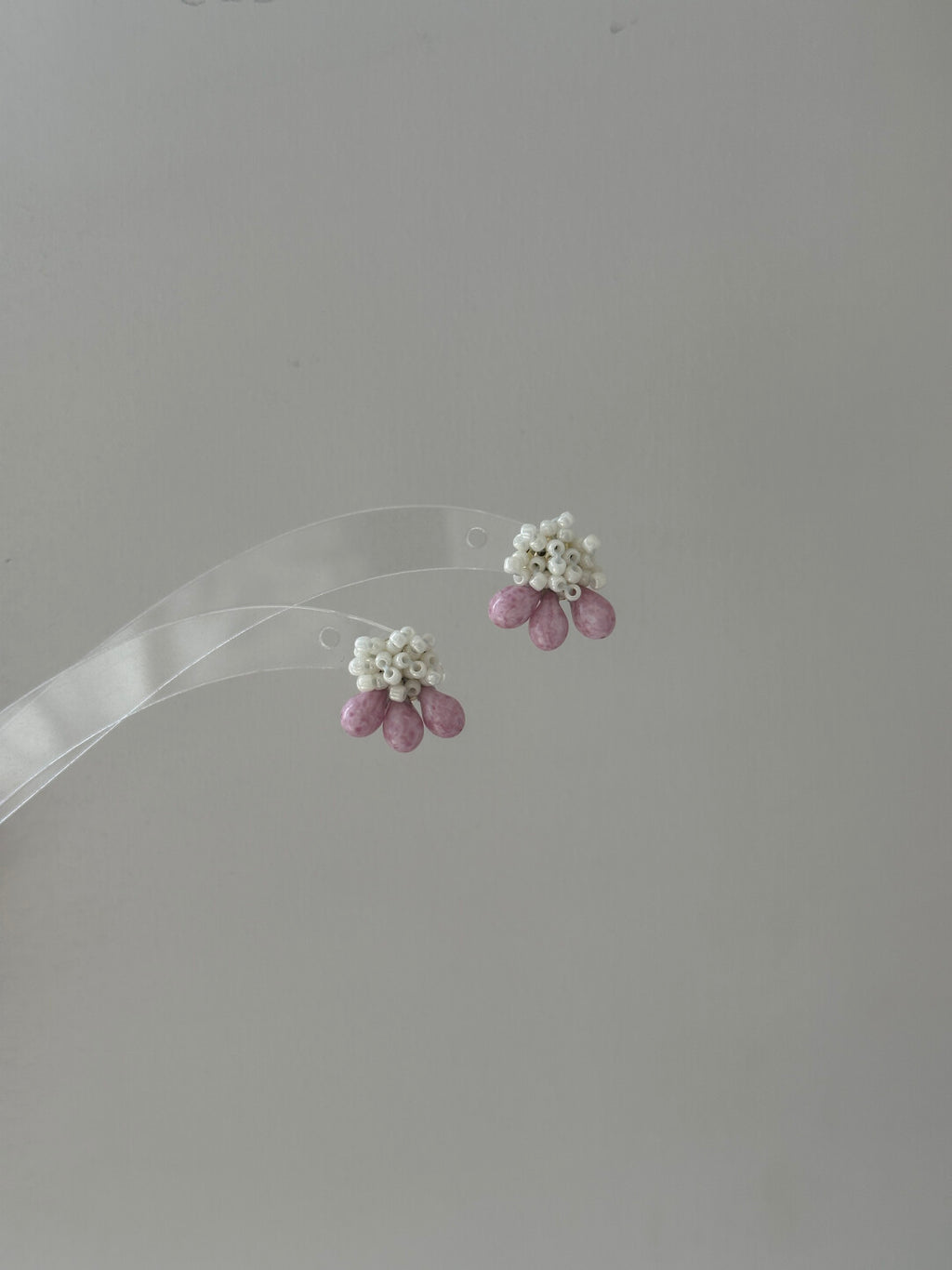 Pink Cloud Water Drop Handmade Beaded Earrings,Lumivault.