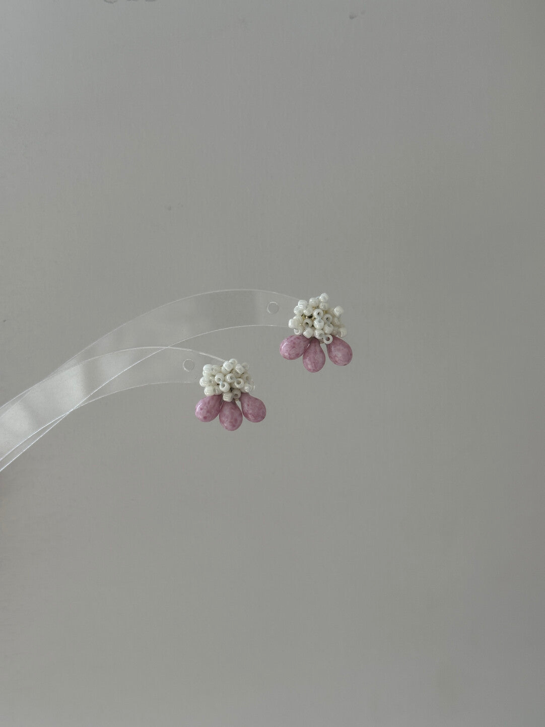 Pink Cloud Water Drop Handmade Beaded Earrings,Lumivault.