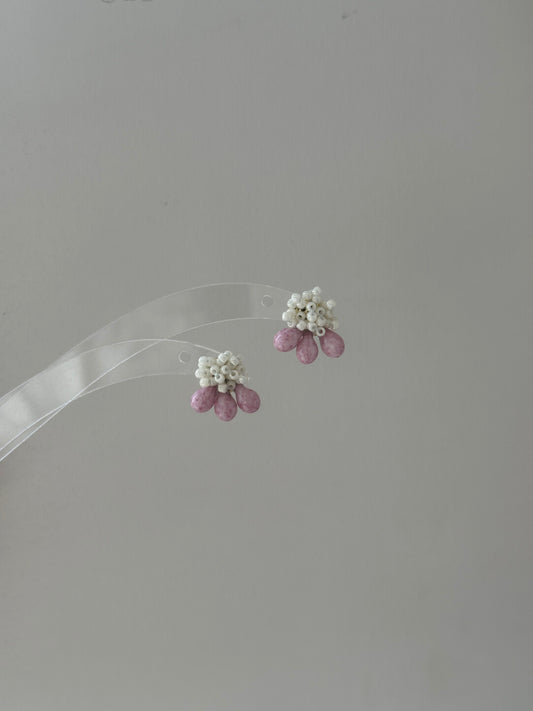 Pink Cloud Water Drop Handmade Beaded Earrings - Lumivault