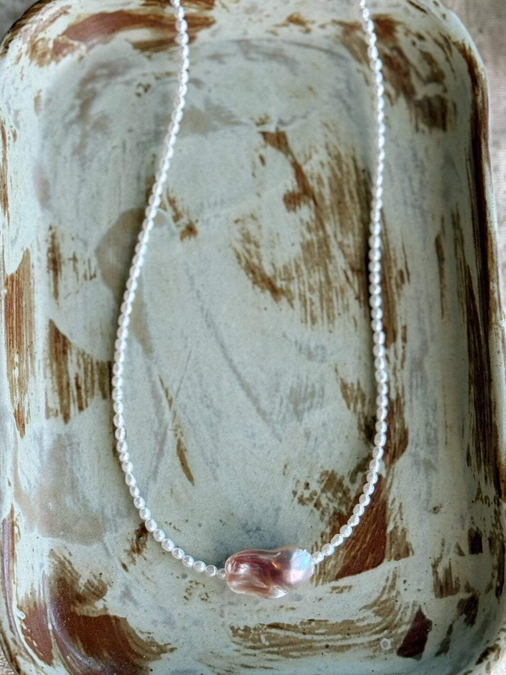 Pink Purple Shaped Baroque Pearl Necklace,Lumivault.