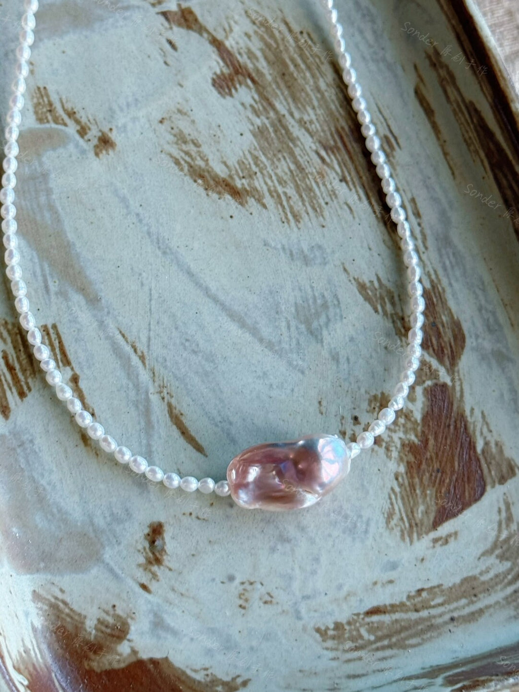 Pink Purple Shaped Baroque Pearl Necklace,Lumivault.