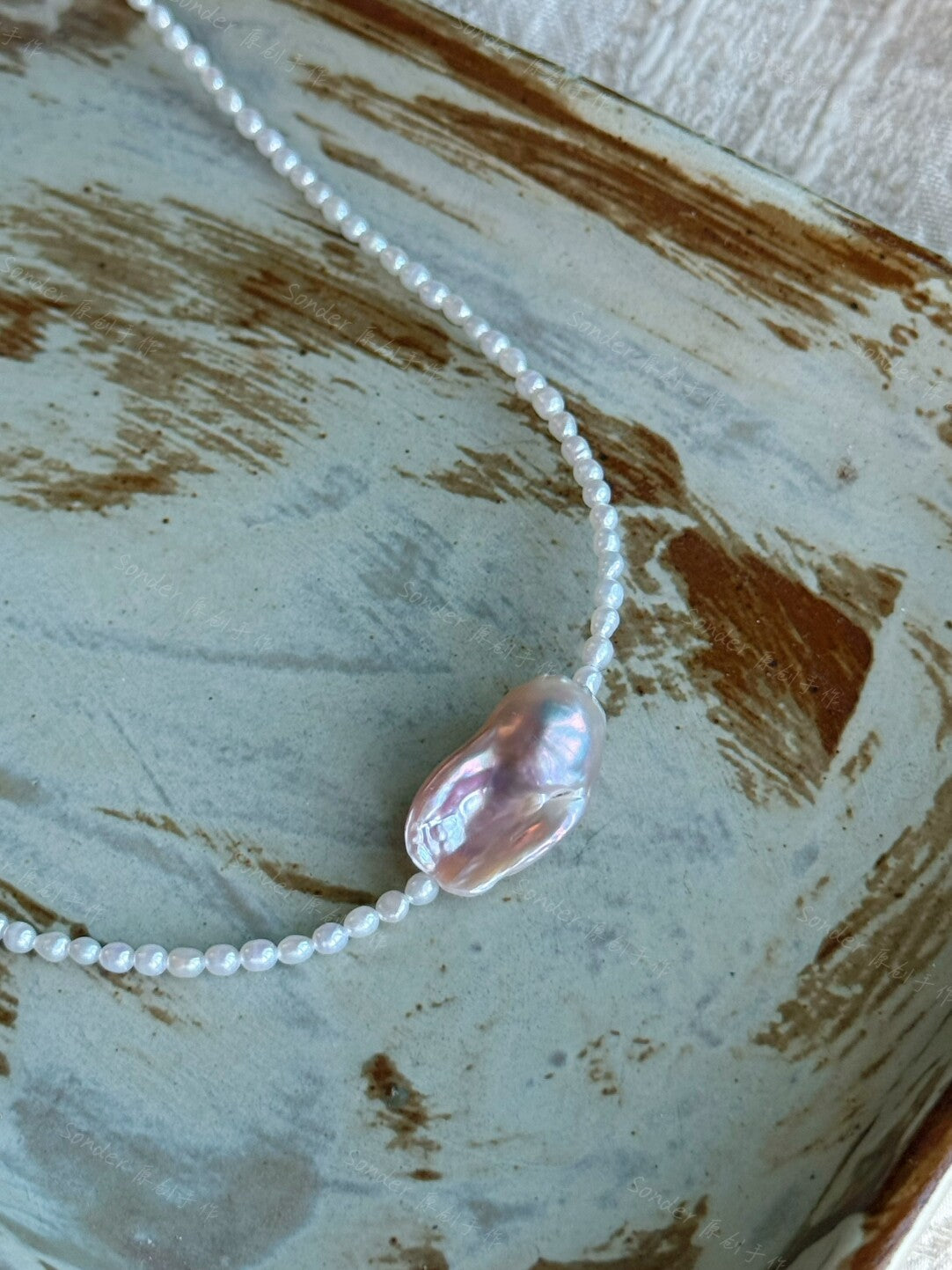 Pink Purple Shaped Baroque Pearl Necklace,Lumivault.