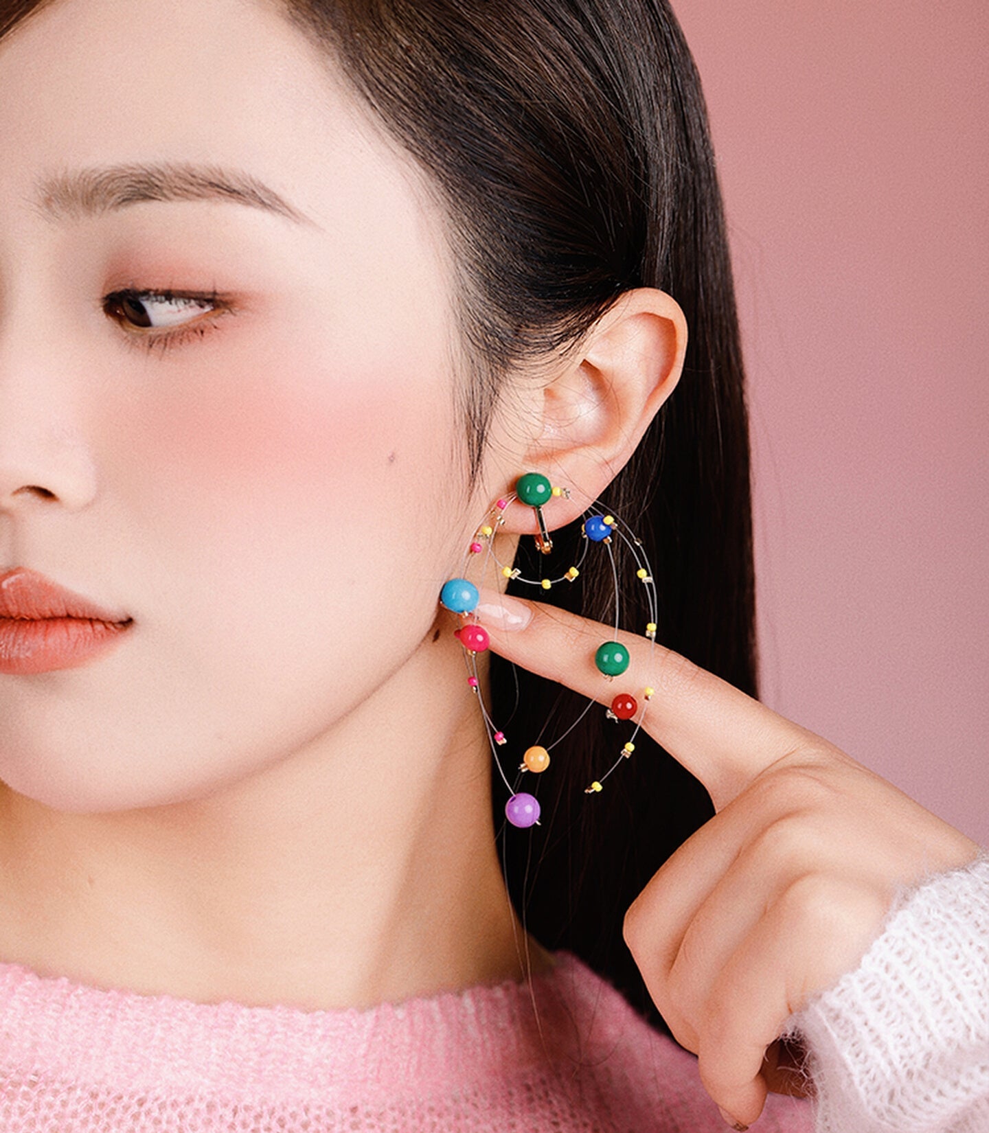 Playful Fireworks Colored Beaded Earrings,Lumivault.