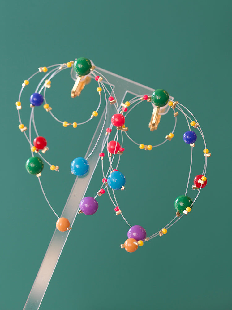 Playful Fireworks Colored Beaded Earrings,Lumivault.