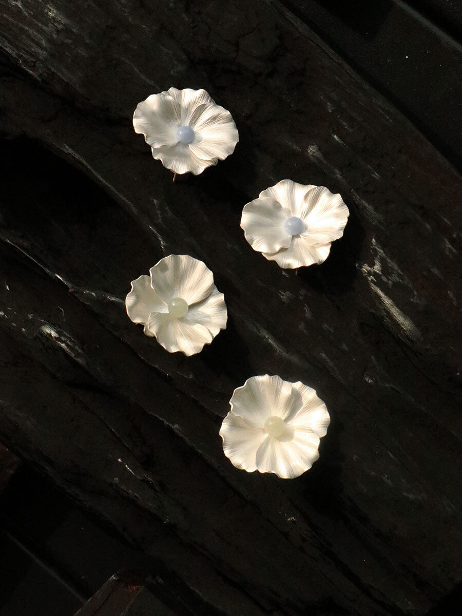 Poppy Silver Earrings,Lumivault.