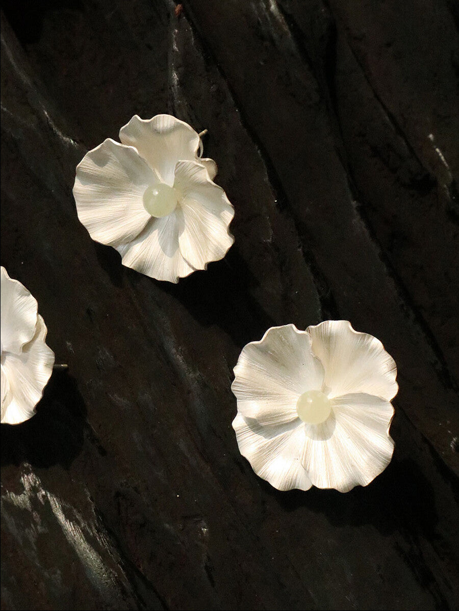 Poppy Silver Earrings,Jade,Lumivault.