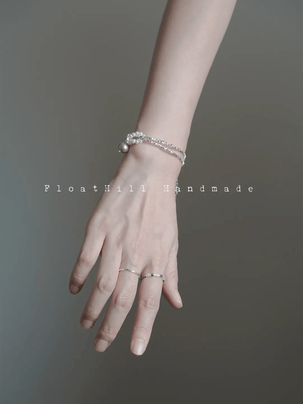 Purple Bellflower FH1207ZFL | Pearl & Textured Silver Chain Bracelet