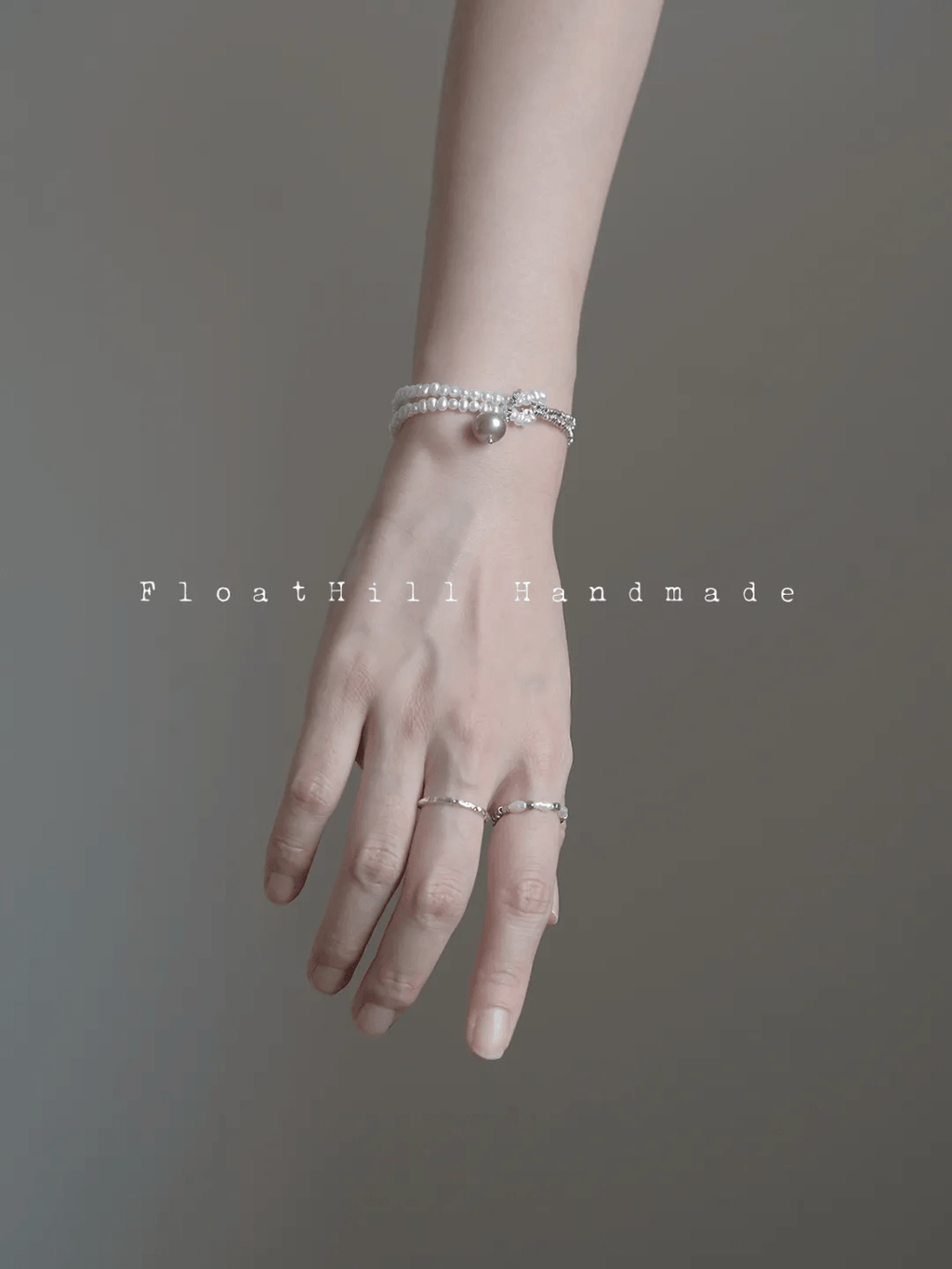 Purple Bellflower FH1207ZFL | Pearl & Textured Silver Chain Bracelet