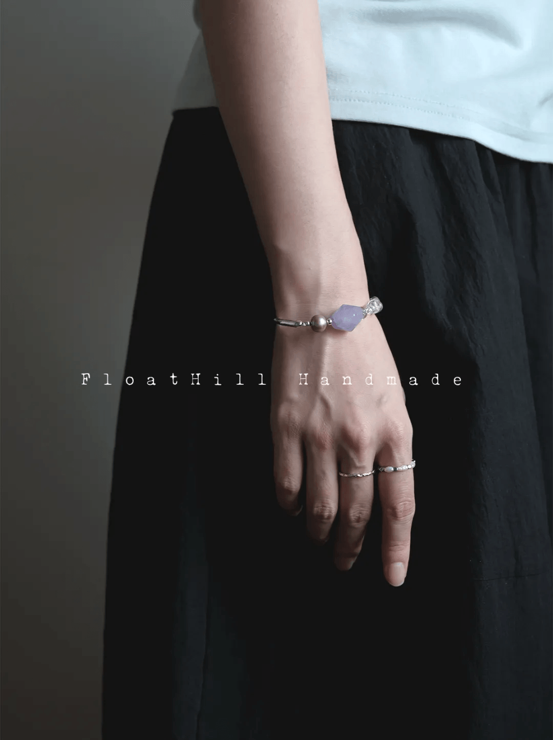 Purple Bellflower FH1209ZFL | Lavender Amethyst & Pearl Half-Bangle Bracelet