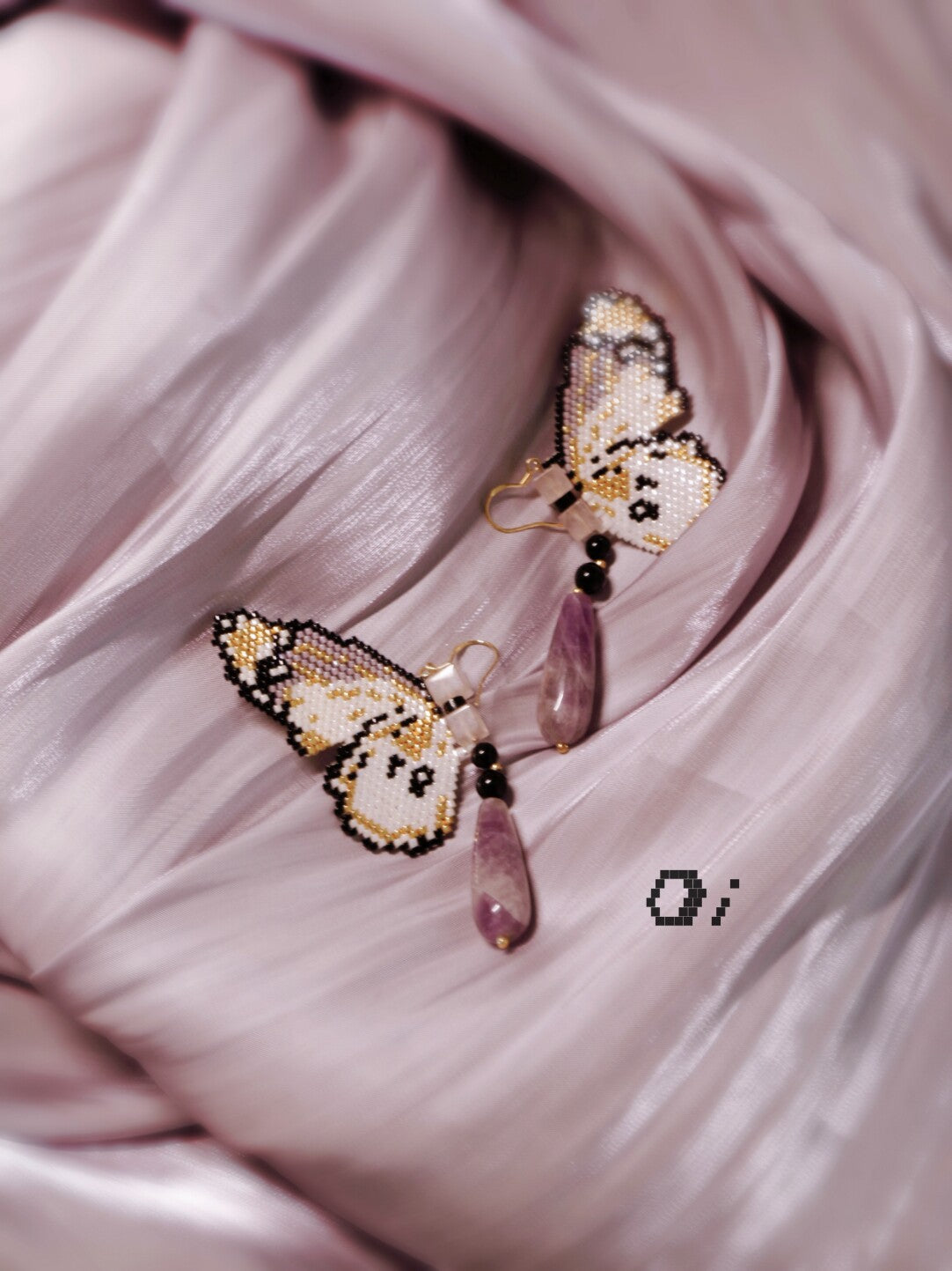 Purple Butterfly MIYUKI Beaded Earrings,Lumivault.