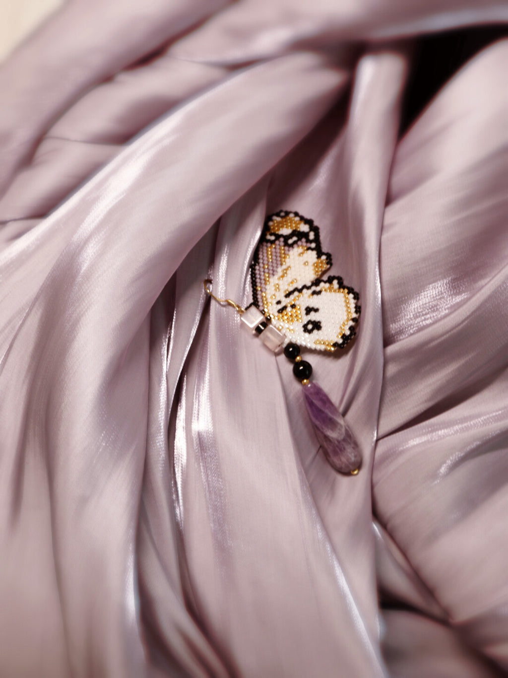 Purple Butterfly MIYUKI Beaded Earrings,Lumivault.