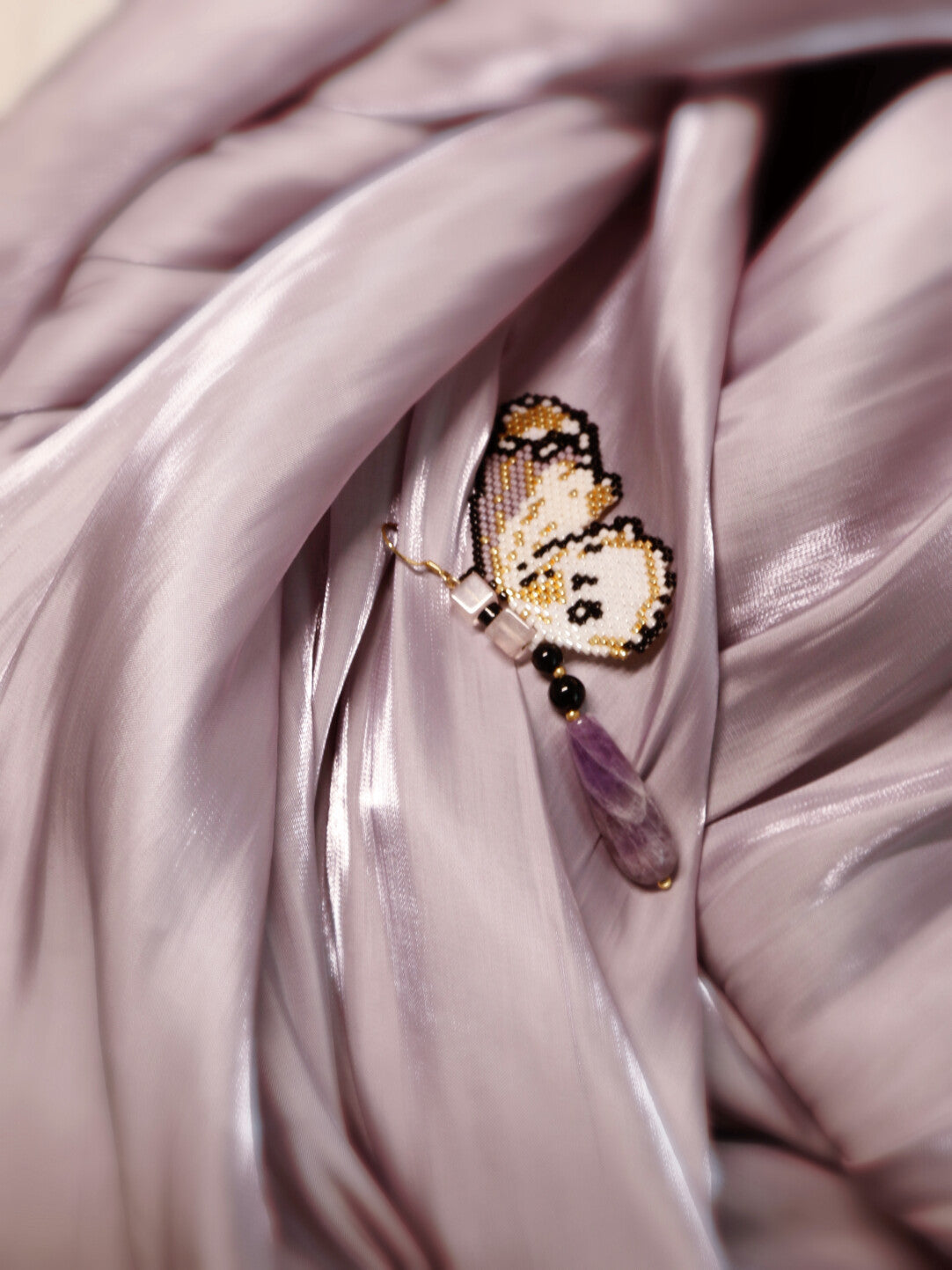 Purple Butterfly MIYUKI Beaded Earrings,Lumivault.
