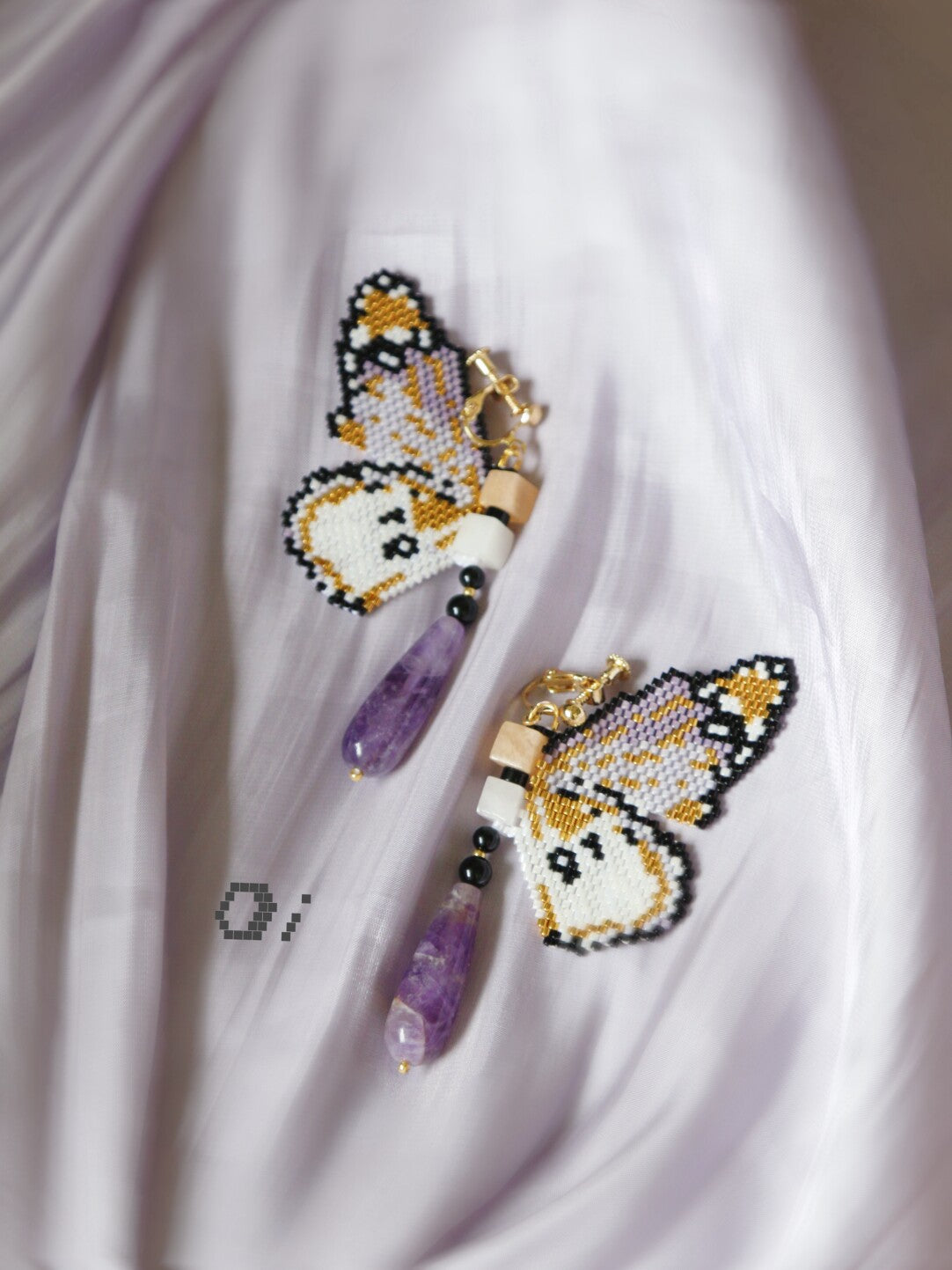 Purple Butterfly MIYUKI Beaded Earrings,Lumivault.