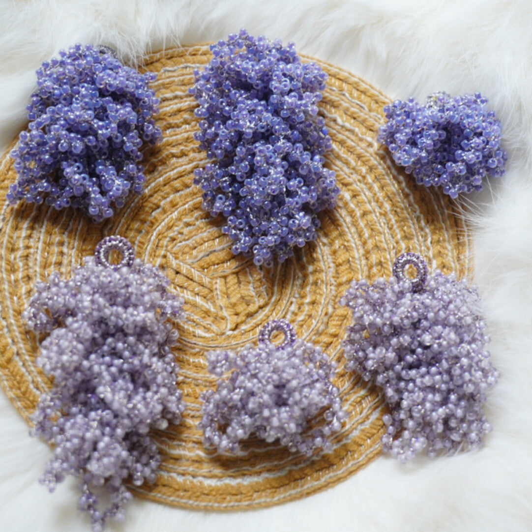Purple Crochet MIYUKI Beaded Earrings,Lumivault.
